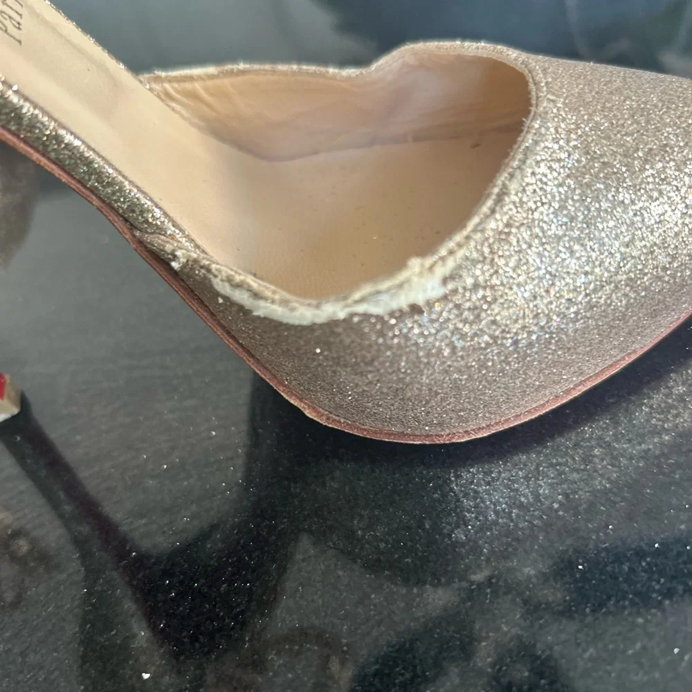 Christian Louboutin Paris Gold Glitter Strap Heels. 5” heals size 39 (9 US) - Picture 10 of 16